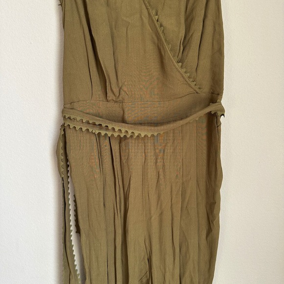 Anthropologie Leifsdottier Olive Green Jumpsuit Sani Lace Belted Waiste Size 8 - Picture 4 of 15